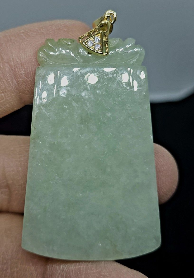 Certf Burmese Jadeite Pendant Lucky Safety Plaque. 