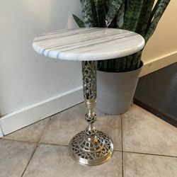 Vintage Marble And Brass Side Table