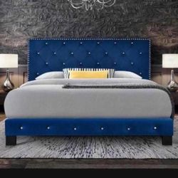 Brand New Blue King Size Bed Frame With New Mattress Set/Fast Delivery