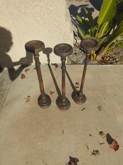 Antique Solid Wood Candlesticks