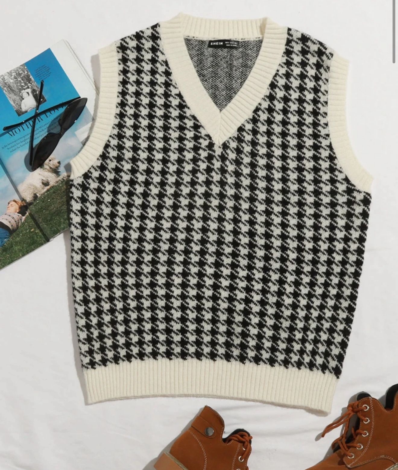 Multi-colored knit sleveless sweater vest