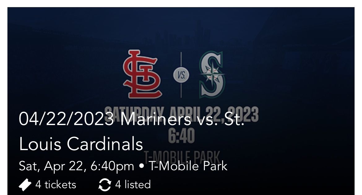 4 Mariners Vs Cardinals Tickets Luis Castillo