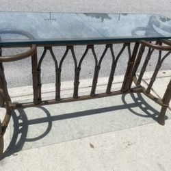 Vintage Mid Century 70s Wrapped Ficks Reed Rattan/ Bamboo Console