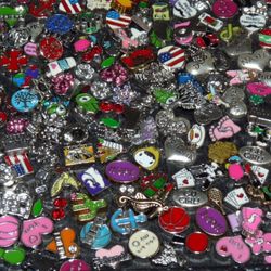 Floating Charms Lot Of (100) pcs Assorted New Plus Crystals Gemstones