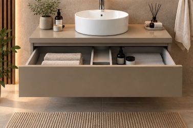 48” Modern Floating Bathroom Vanity – Wall Mounted – 18” Deep – Taupe