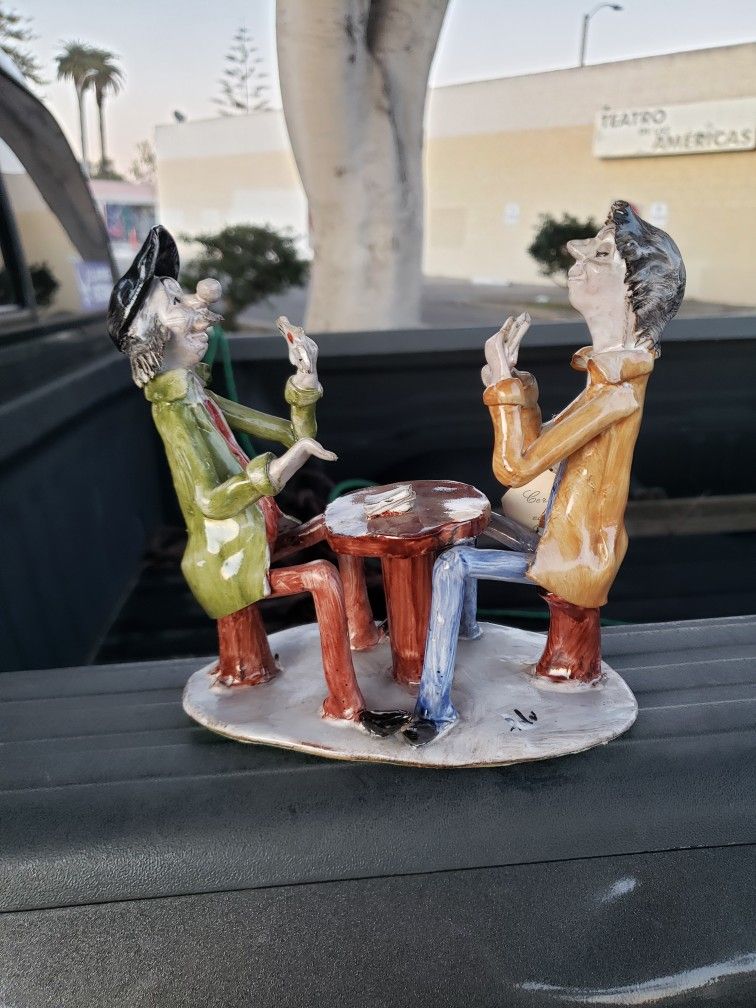 Two Guys Playing Poker. Hand Made, One Of A Kind