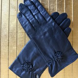 VTG New Women’s Black Leather Gloves With A Dormant Made In Japan Cashmere Line