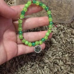 Cute Green Bracelet With A Clover Leaf Charm