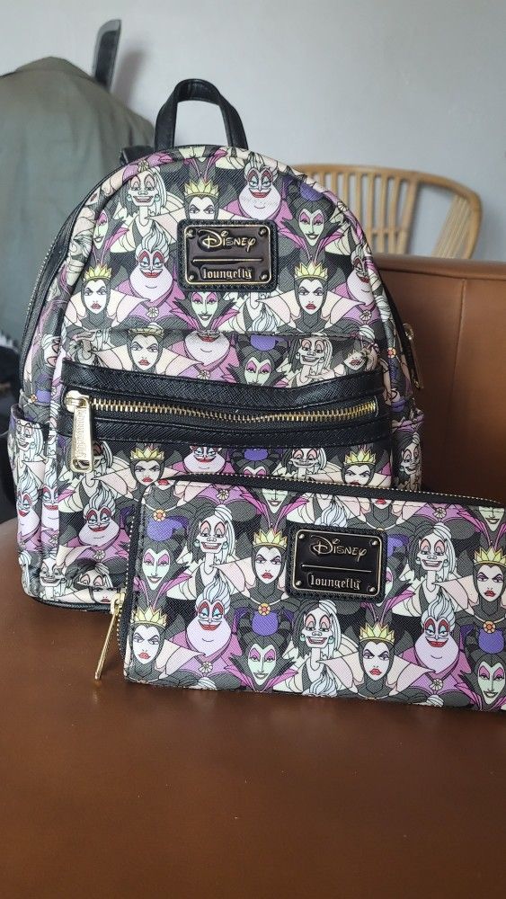 Loungefly X Disney Villains Mini Backpack + Wallet Set
