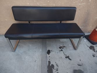 Black Leather Bench with Back and Metal Legs" contemporary style" with delivery