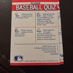 1990 Fleer Baseball Quiz Cards 