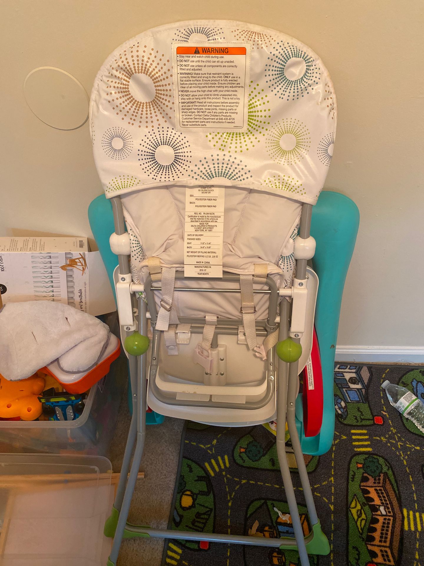 Eating high chair for babies and toddlers with foot rest.