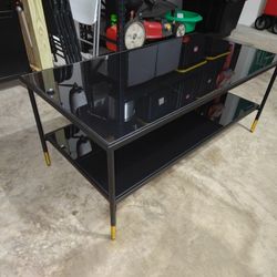 Black Glass Coffee Table Gold Legs