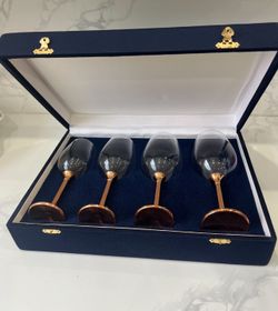 Set de 8 copas de Cristal con pie de cobre