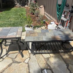 2 Outdoor Stone Tables 
