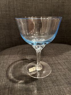 Vintage Sasaki Hawthorne Light Blue Crystal Glasses