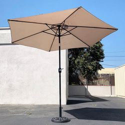 (NEW) $70 Patio Set (10ft Umbrella and Base Stand) Tilt Crank, Outdoor Garden Market, Beige or Red color