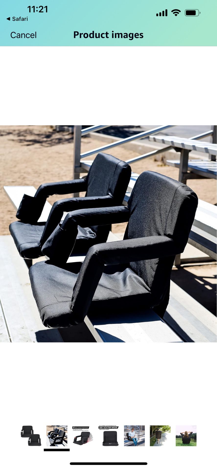 Folding Stadium Seat with Back Support 2 Pack, Bleacher Chairs with Back and Cushion, Wide Reclining Bleacher Seat