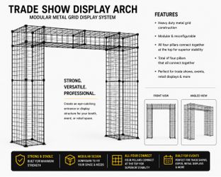 8 FT Trade Show Display Arch – Heavy Duty Modular Metal Grid Booth System