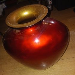 Glass Red Vase Made In Spain