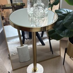 Marble Base  Mirror-top Drink Table