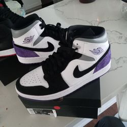Air Jordan 1 Mid Se White Purple Black