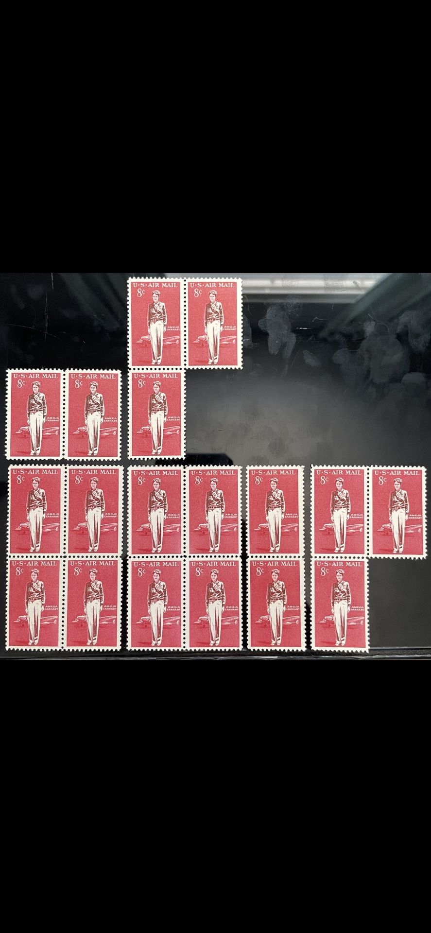 Vintage U.S. Airmail 8¢ Amelia Earhart Stamps – Set of 22
