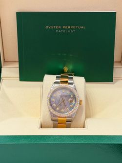 Rolex Preowned 36mm DateJust Black Mop Diamond Dial Quickset