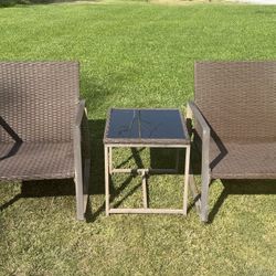Outdoor Wicker Rocking Chairs And Table