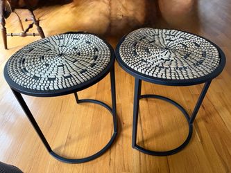 Metal and Rattan Small Tables (pair)