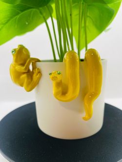 The Sunshine Collection - Lemon Yellow Hanging Frog and Snake for Plant - Pot Hugger