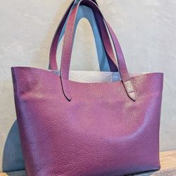Cuyana Classic Structured Tote Bag Small Burgundy Maroon Purple Leather Liner Included