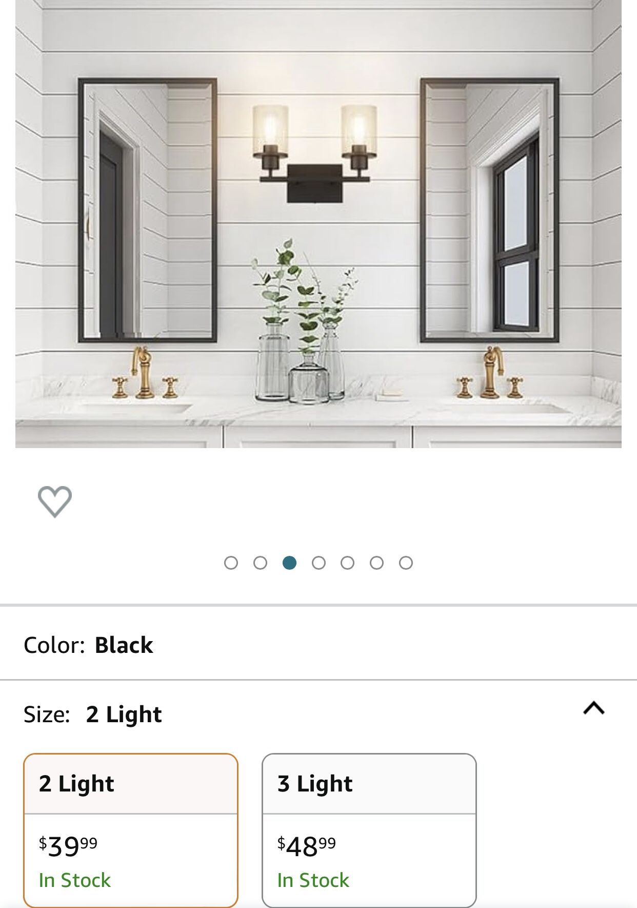 New In Box Black Bathroom Light Fixtures 2 Light Bathroom Vanity Light with Clear Glass Shades, Matte Black Vanity Lights