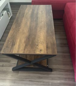 Coffee Table – Rustic Wood & Metal Industrial Style
