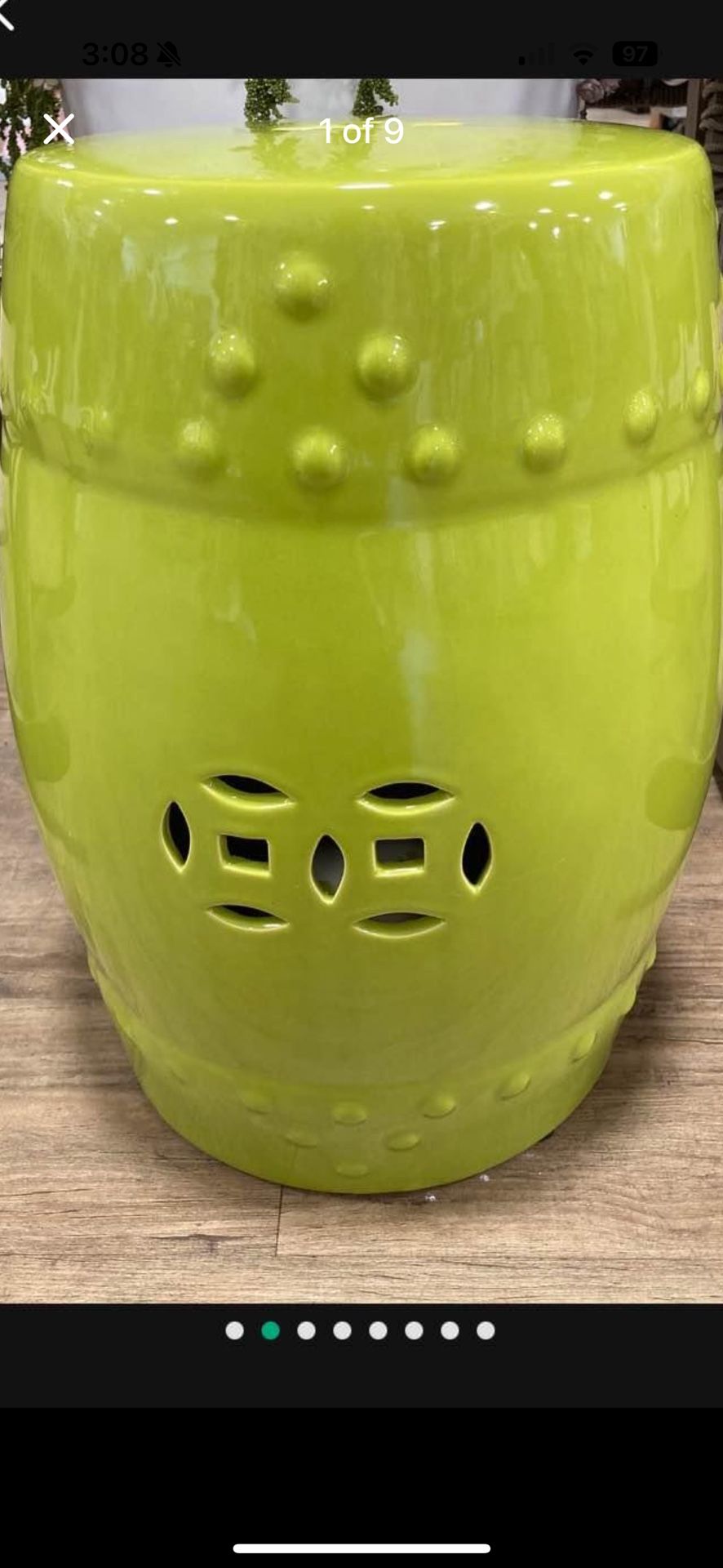 $75 CHARTREUSE Yellow Green Asian Chinoiserie Garden Stool Table Chair. For Inside Or Outside. Always Kept Indoors. Like New.