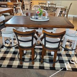 5 Piece Counter Height Dining Set 4 Bar Stools and Table Set ⭐No Needed Credit Check 💛 $39 Down Payment with Financing2014