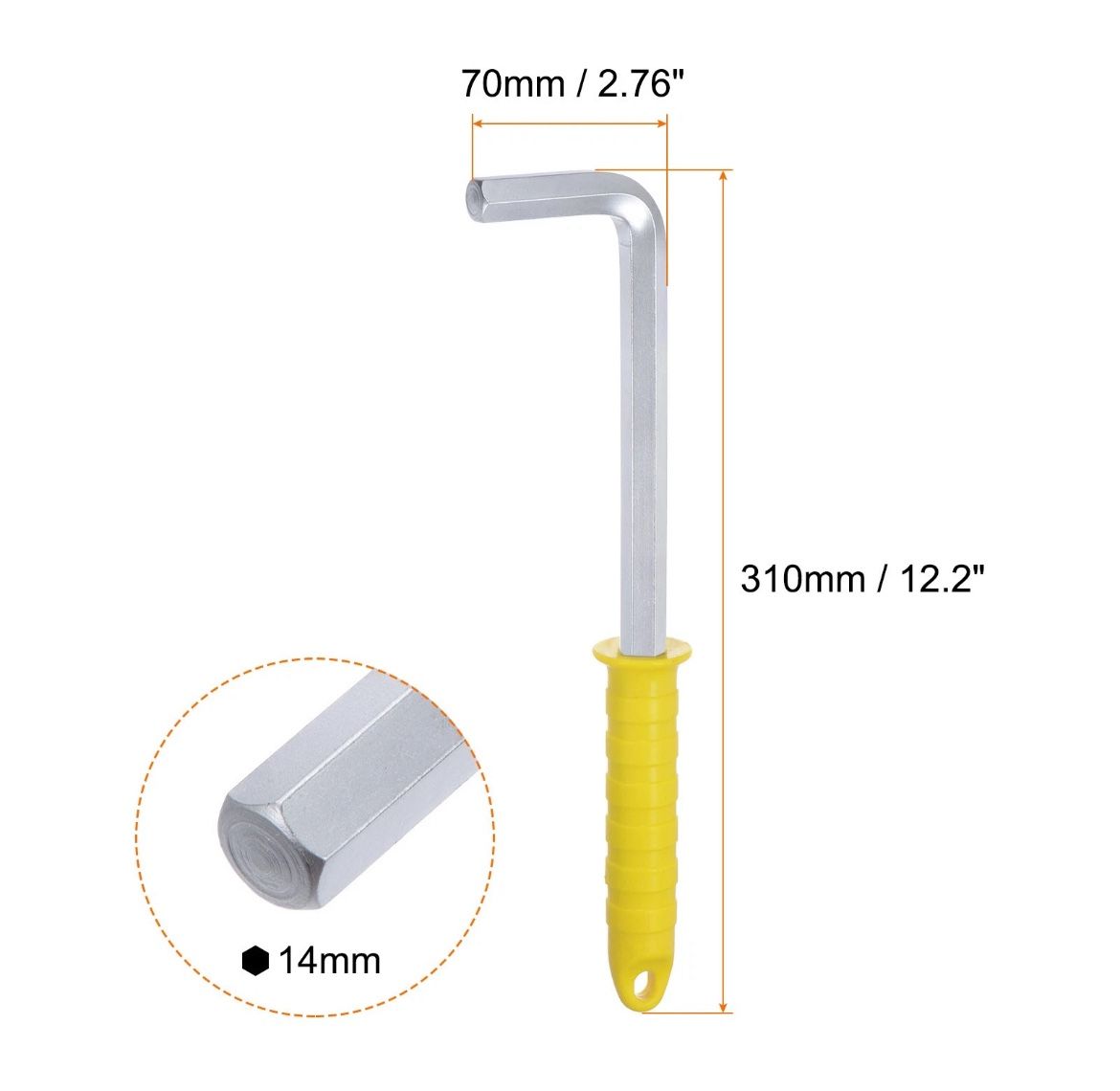 Hex Key Wrench 14mm L-Shape Hexagon Metric Wrenches with Non-slip Handle