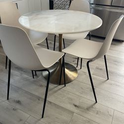 Leilani White Marble Top and Gold Tulip Dining Table