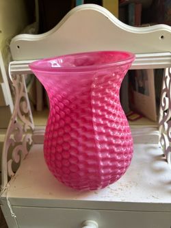 Pink Hobnail Glass Vase