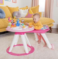 Bright Starts Around We Go 2-in-1 Baby Walker, Discovery Activity Center and Table, Tropic Coral, Ages 6 Months+