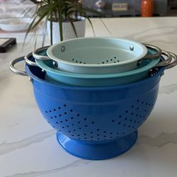 3-Piece Metal Colander Set w/ Stainless Steel Handles