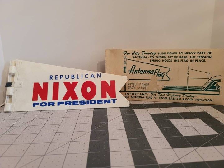 vintage antenna flag Nixon presidential car auto accessory GM Ford Buick Chevy Chevrolet