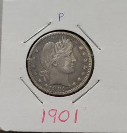 1901-P Barber Silver Quarter