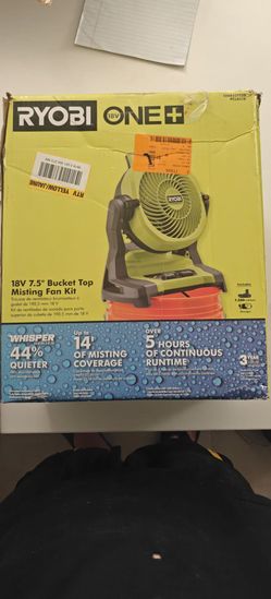 NEW Ryobi 18V ONE+ 7.5" Bucket Top Misting Fan KIT (W/ Battery & Charger)