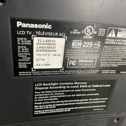 Panasonic LCD Tv 42 Inc