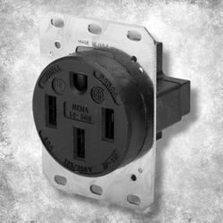 Hubbell Wiring Device-Kellems 50 A, Industrial, Receptacle, Black, No Tamper Resistant HBL9450A - 1 Each