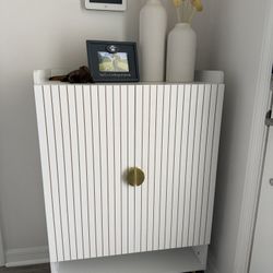 White And Gold Entry Way / Hallways Storage Cabinet 