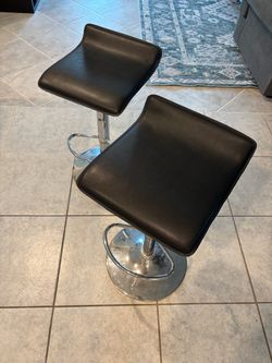 Black Adjustable Bar Stools – Set of 2