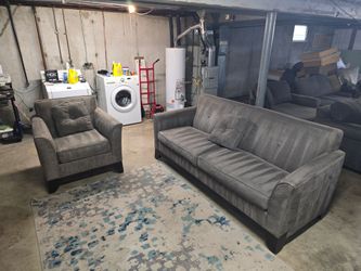Rowe Furniture Gray Microfiber Sofa & Oversized Chair Set