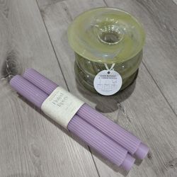 Candle holder with 4 fragrance free candles 